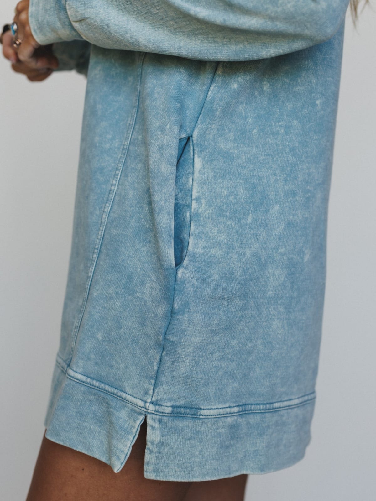 denim sweatshirt dress MindSet Is Everything Denim Contrast Sweatshirt Dress with Slit  Selina's  Closet