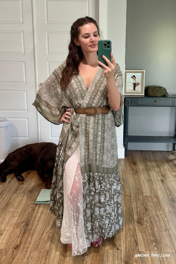 Paisley Tapestry Duster Kimono - Olive