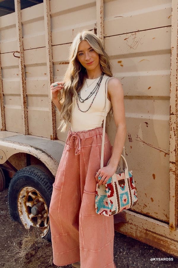 Lucky One Wide Leg Pant - Mauve – Easel