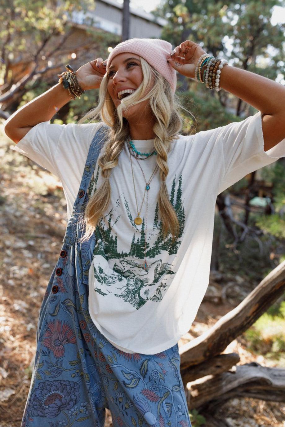 Mountains Are Calling Graphic Tee in Ivory