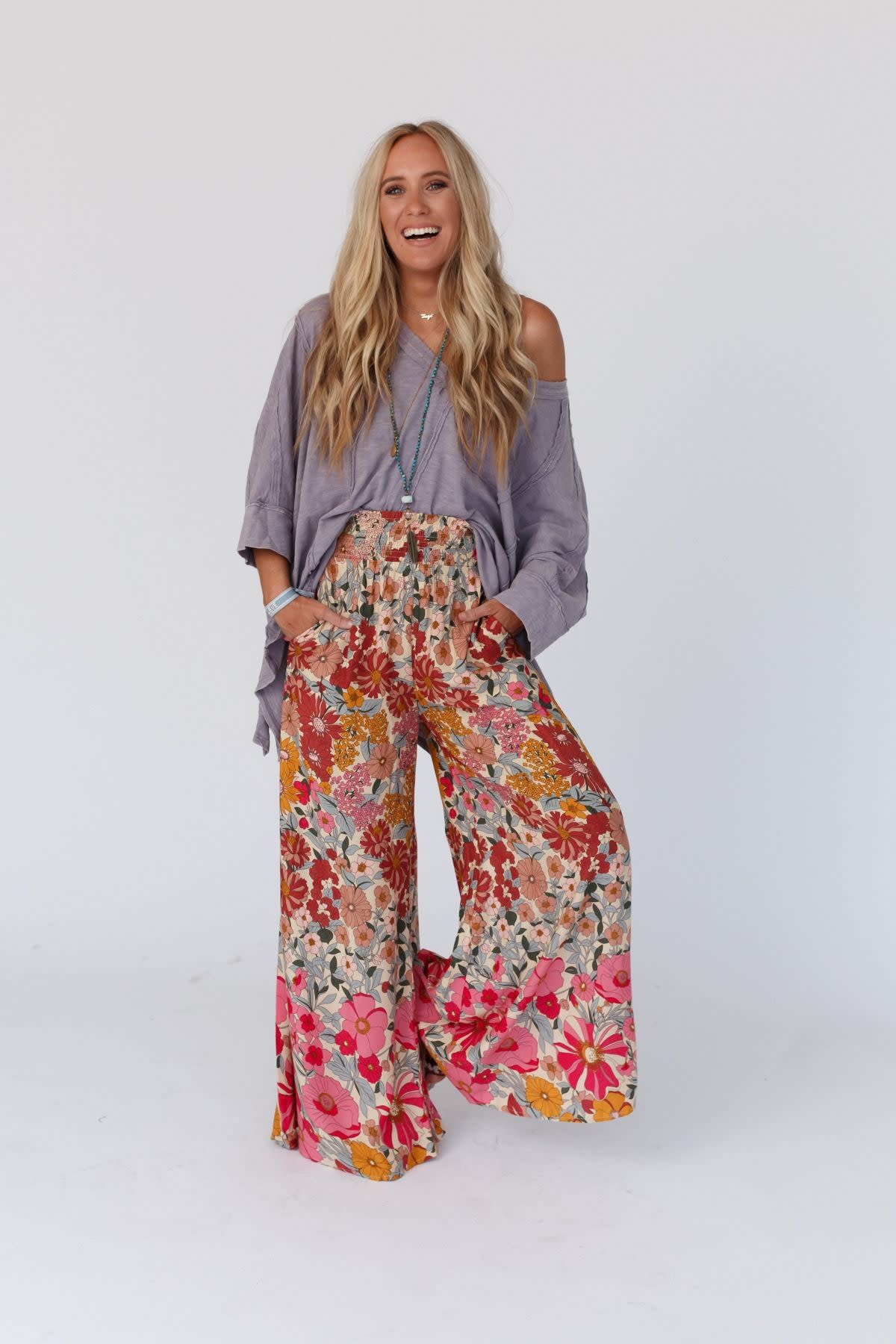 Groovy Gardens Wide Leg Pant - Pink – GiGio