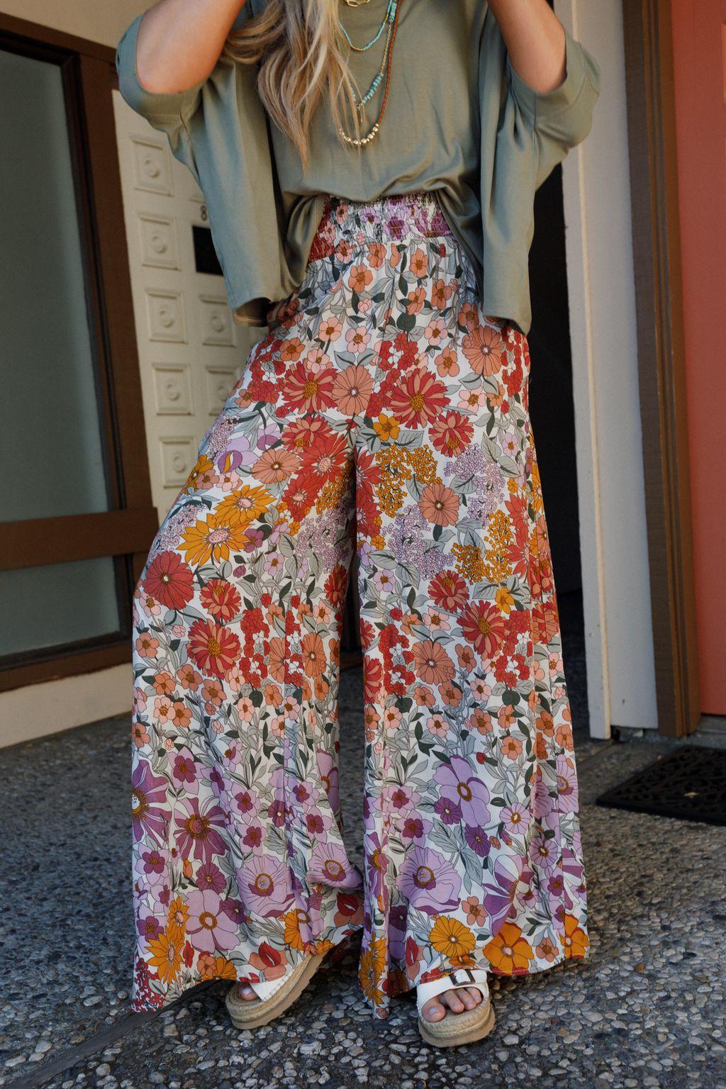 Blissful Burst Floral Pants - Purple – GiGio