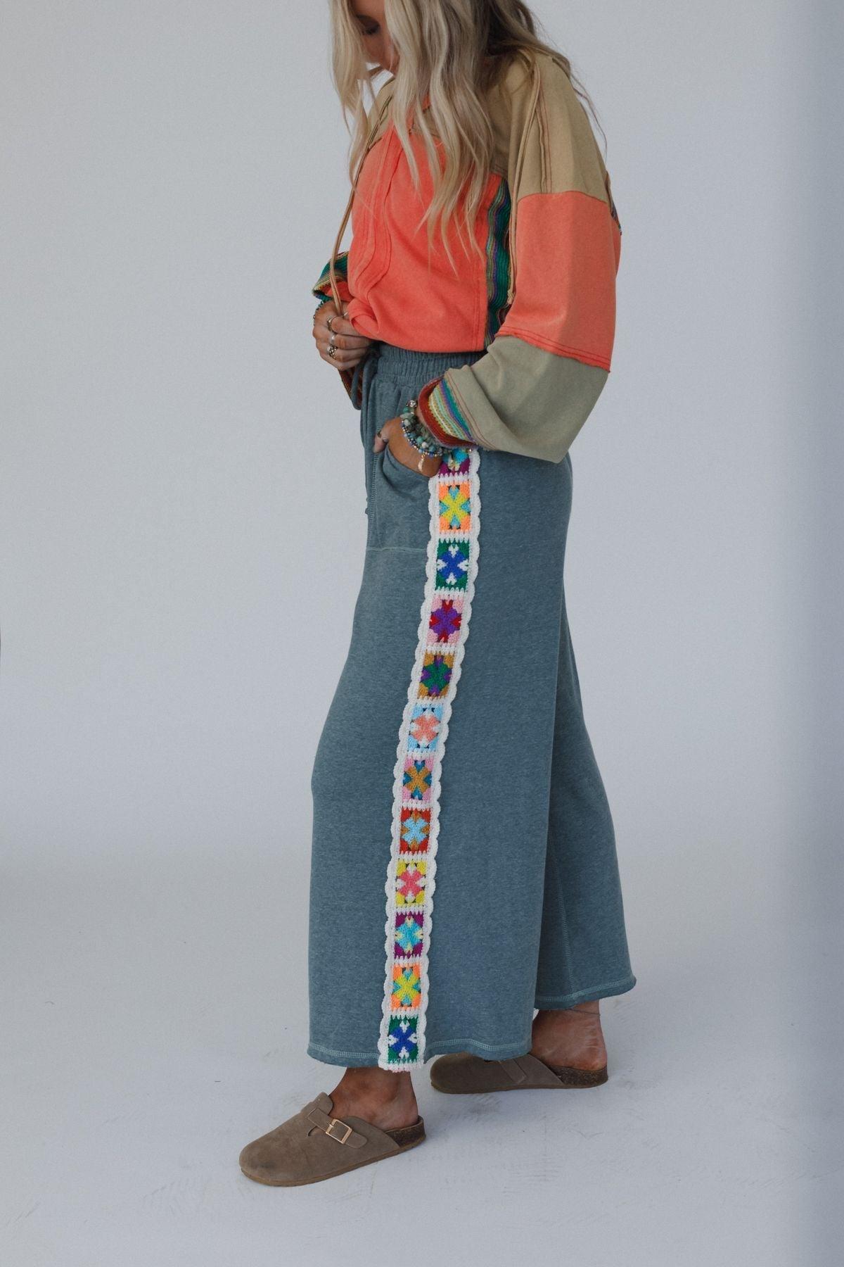 The Nest Love Seeker Crochet Panel Pants - Olive – CY Fashion