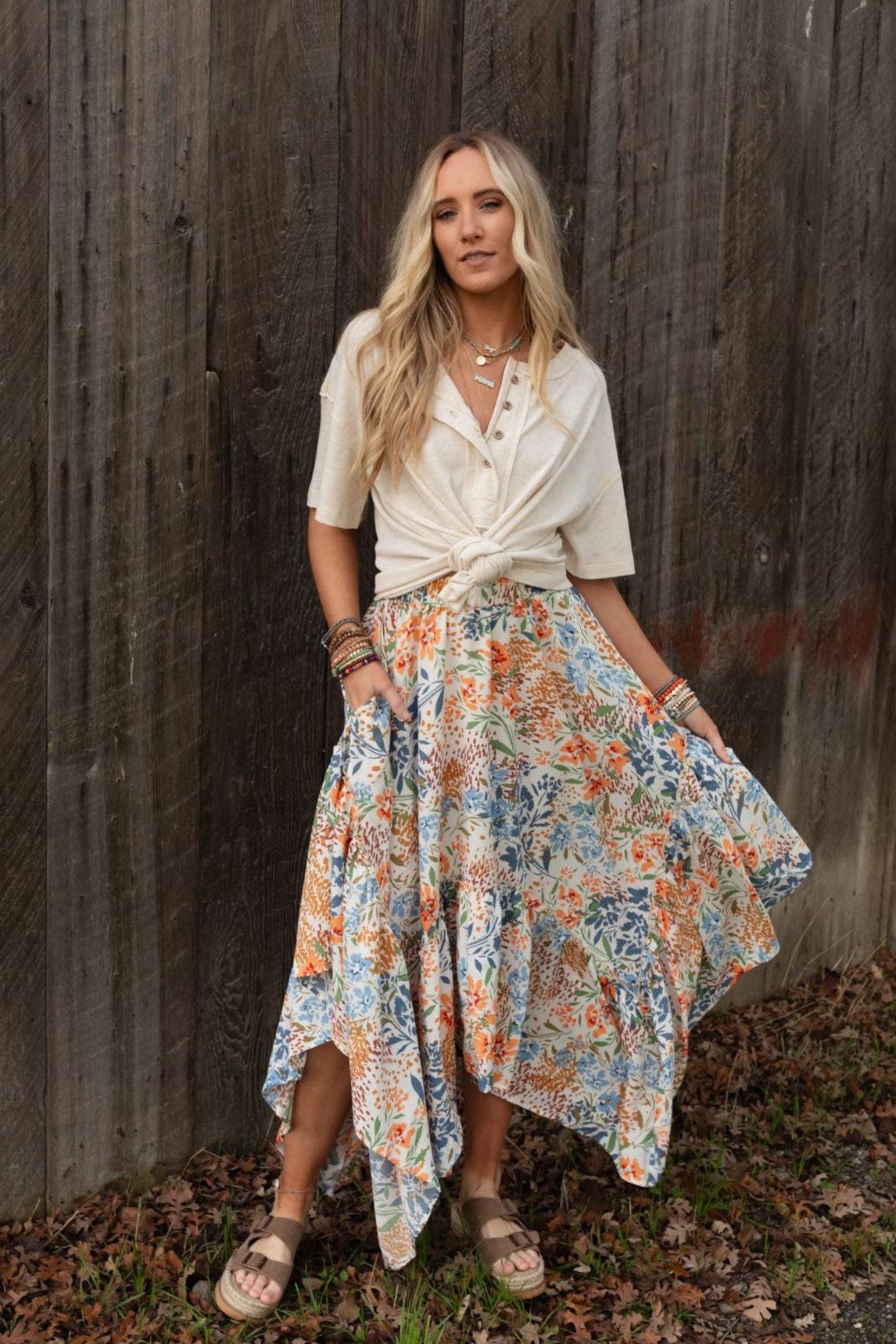 The Nest Swing Of Things Pocketed Midi Skirt - Floral – CY Fashion
