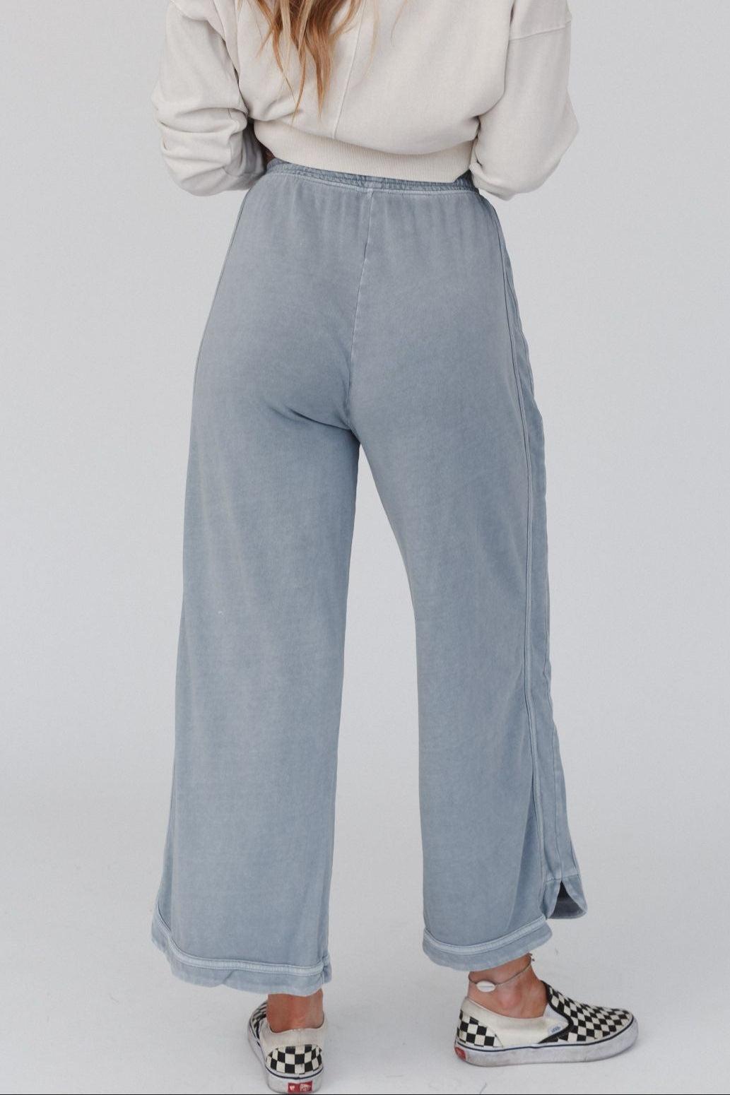So Comfy Wide Leg Cropped Pant - Faded Blue