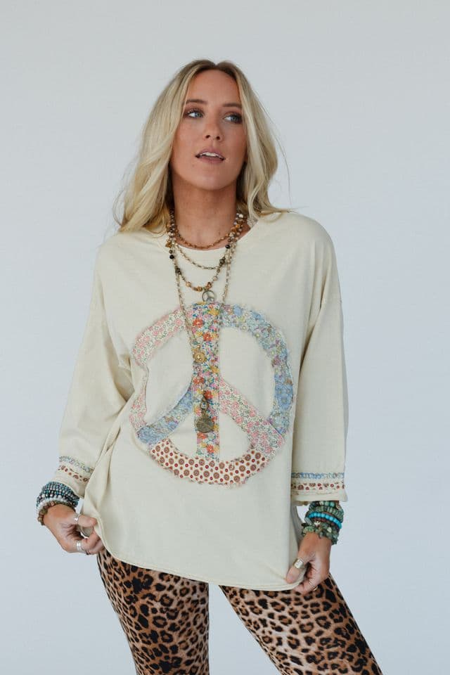 Josephine Peace Patchwork Top - Natural – Easel