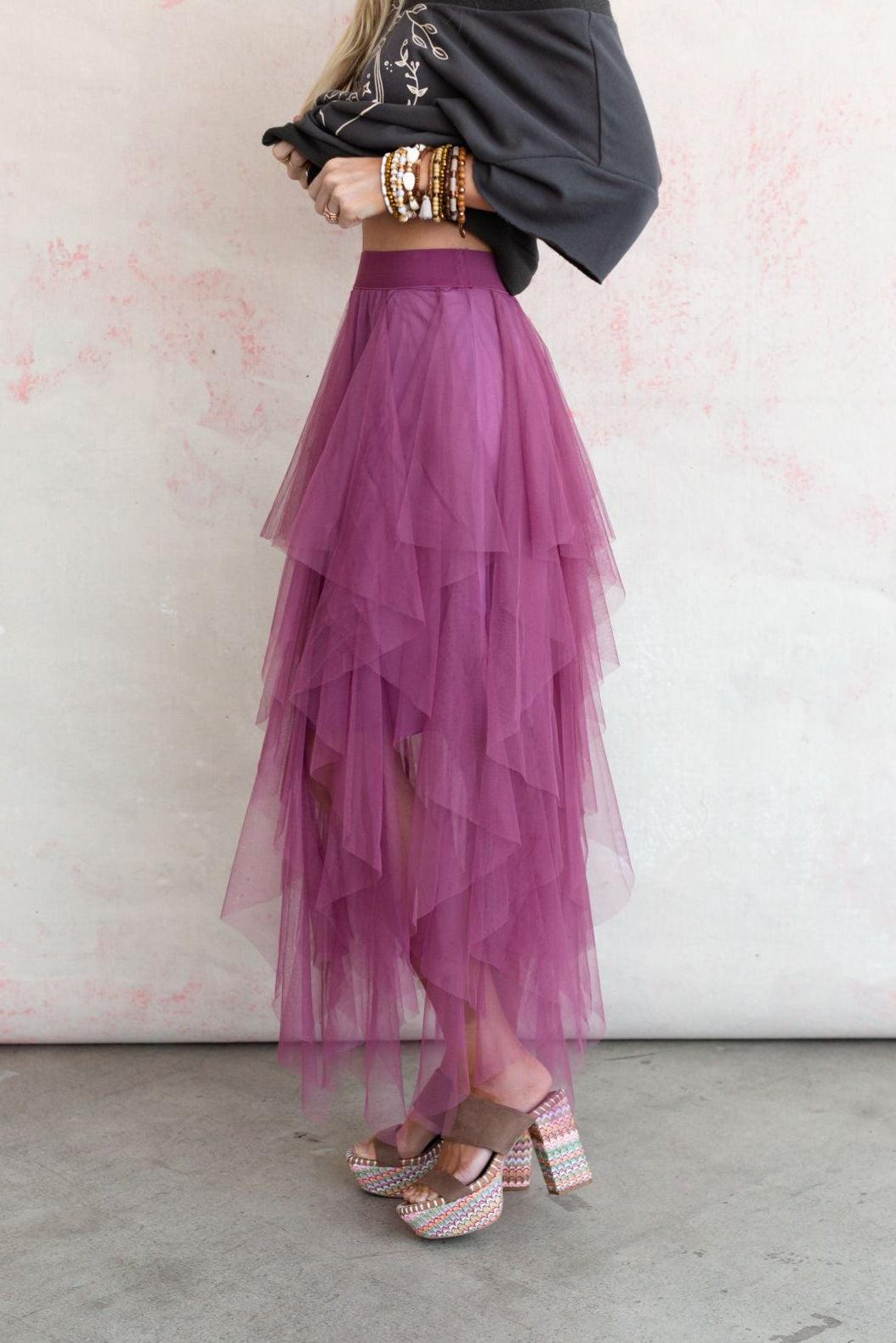 Ballerina volume tulle long skirt ピンク Boho Ballerina Skirt – Three Bird Nest