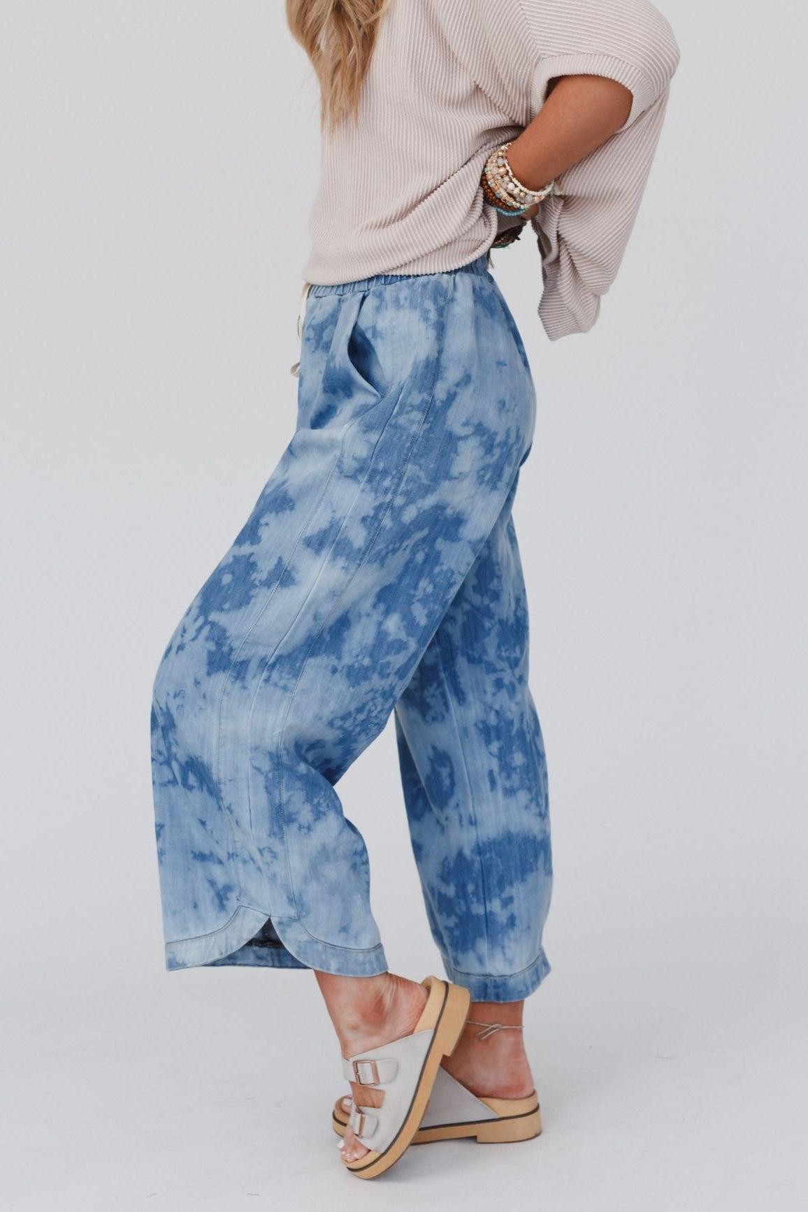 The Nest So Comfy Wide Leg Denim Pant - Bleach Dye Denim – CY Fashion