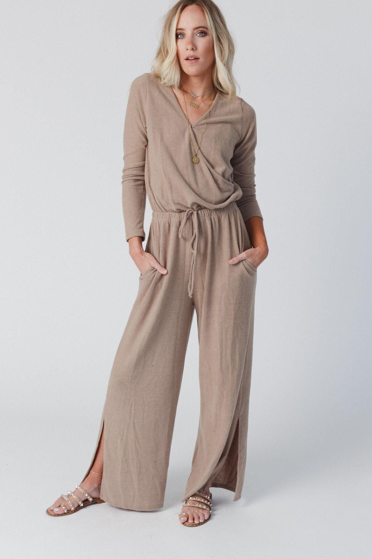 The Nest As It Was Cross Front Jumpsuit - Mocha – CY Fashion