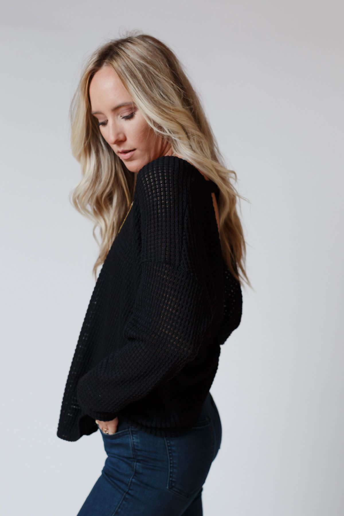 The Nest Flattering Open Back Thermal Knit Top — Three Bird Nest