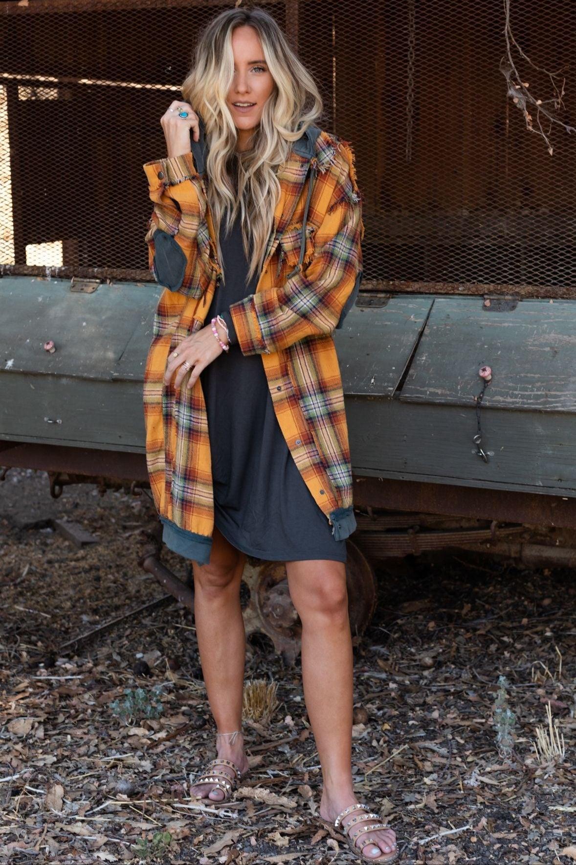 Flannel Layers Hooded Jacket - Orange Multi – POL Clothing