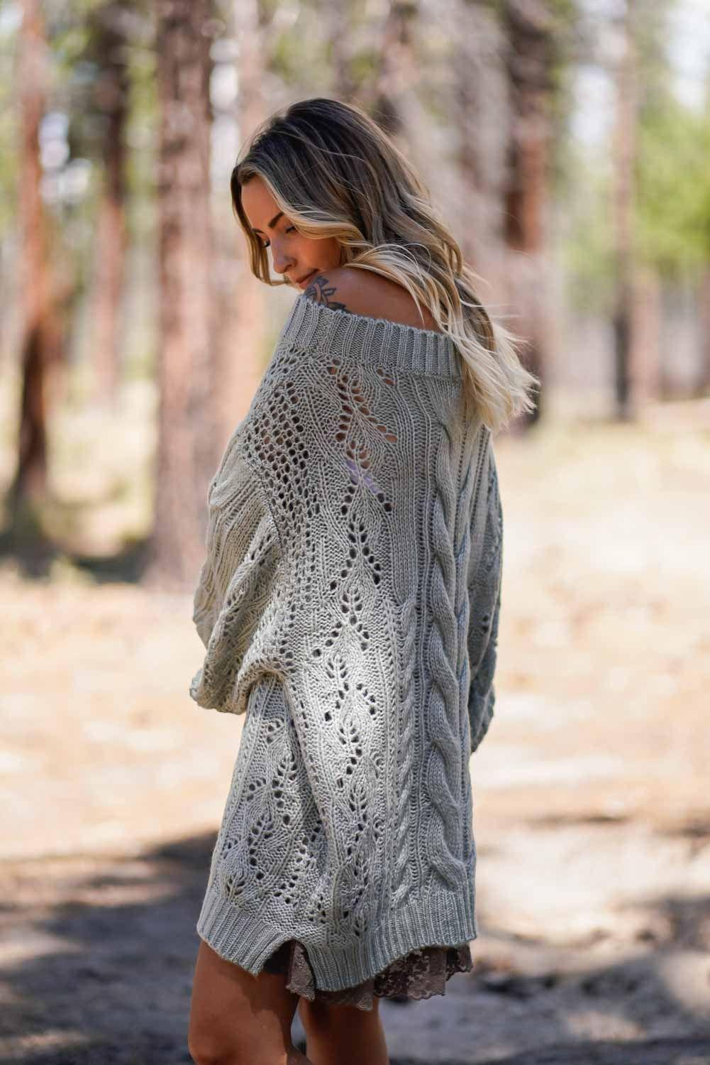 bohemian sweater dress Golden Hour Bubble Sleeve - Sage- Size M oversized sweater dress
