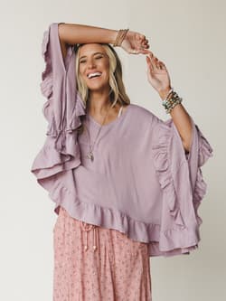 The Nest Let Me Ruffled Poncho Top