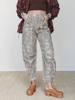 Snakeskin Printed Barrel Jeans