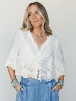 Sweet Pea Floral Embroidered Blouse