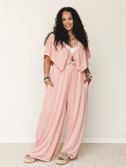 The Nest On Repeat Open Back Ruffle Jumpsuit