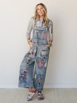 Perfectly Patched Denim Overalls
