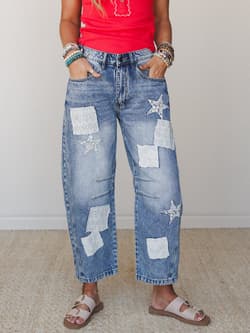 Patchwork of Dreams Barrel Jeans