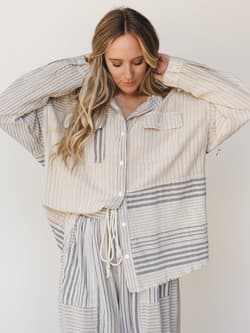 Solana Stripe Button Down Top