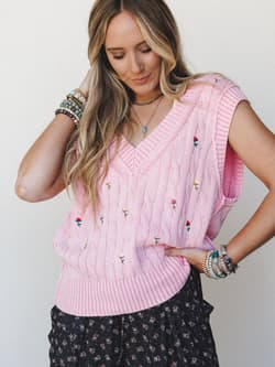 Floral Embers Embroidered Vest