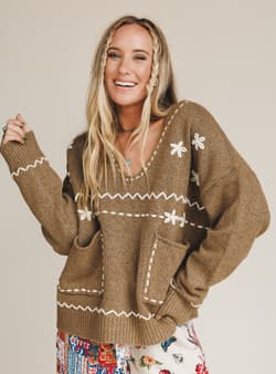 Chai Embroidered Knit Sweater