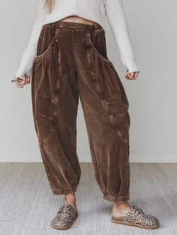 The Nest Nora Gathered Barrel Corduroy Pant
