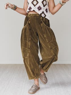 The Nest Nora Gathered Barrel Corduroy Pant