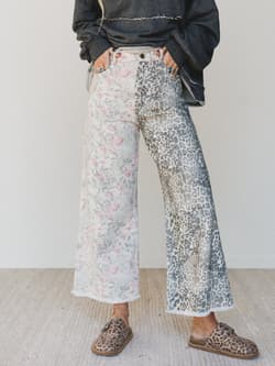 The Nest Ezra Mixed Print Wide Leg Jeans