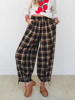 All Plaid Wide Leg Pants