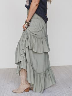 Washed Ashore Ruffled Maxi Skirt