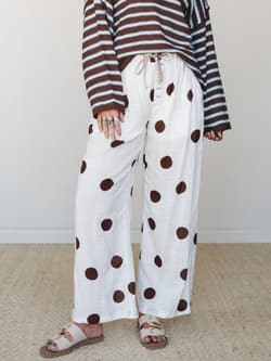 Terracotta Polka Dot Wide Leg Pants