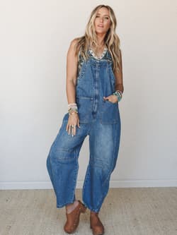 Ocean Waves Oversized Overalls