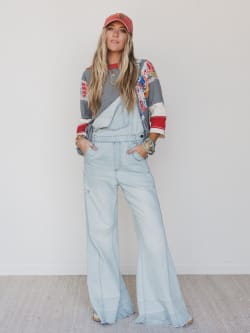 Milly Distressed Hem Wide Leg Overall