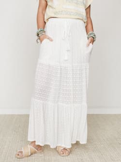 The Nest Golden Drift Tiered Maxi Skirt
