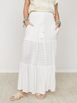 The Nest Golden Drift Tiered Maxi Skirt