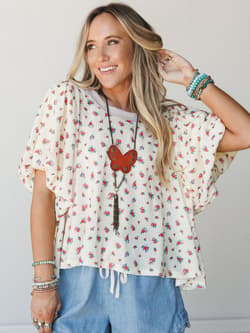 The Nest Garden Dreams Ruffle Sleeve Top