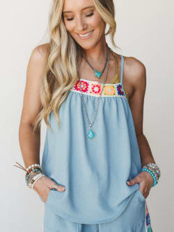 The Nest Carefree Days Crochet Detail Tank Top