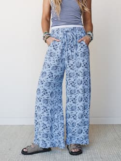 The Nest Sandra Wide Leg Ruffle Pant