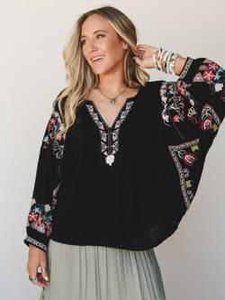 Frida Embroidered Dolman Sleeve Top