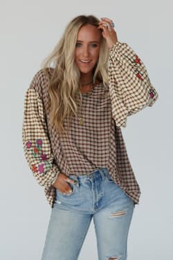 Homestead Plaid Floral Top