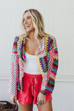 Colorwaves Crochet Cardigan