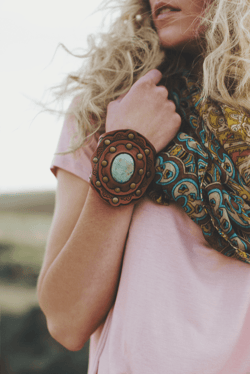 Aegean Boho Leather Cuff Bracelet