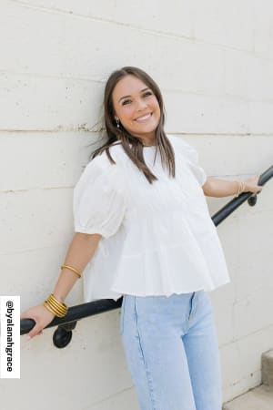 Shirr Delight Puff Sleeve Top: undefined