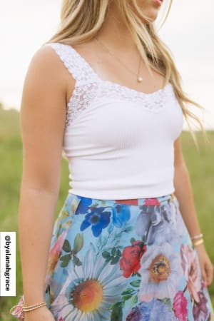 Love Echoes Lace Tank Top: undefined