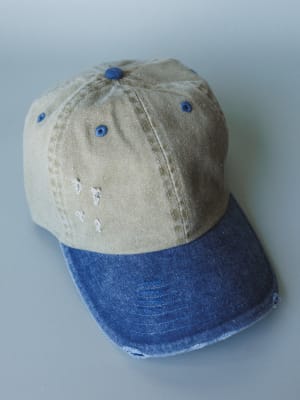 distressed-baseball-cap-dad-hat-two-tone-khaki-blue/Two Tone Khaki Blue