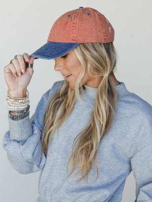 Distressed Baseball Cap Dad Hat
- Two Tone Orange Blue OS / Two Tone Orange Blue