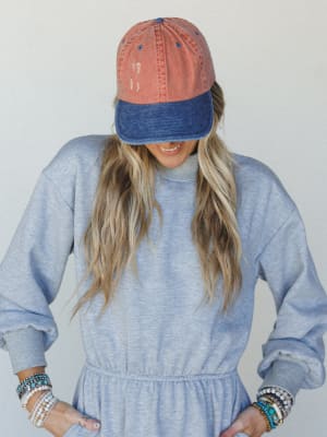 Distressed Baseball Cap Dad Hat
- Two Tone Orange Blue OS / Two Tone Orange Blue