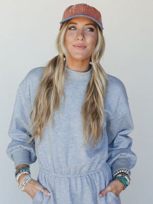 Distressed Baseball Cap Dad Hat
 - Two Tone Orange Blue OS / Two Tone Orange Blue