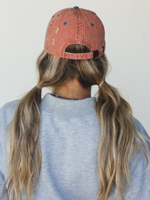 Distressed Baseball Cap Dad Hat
- Two Tone Orange Blue OS / Two Tone Orange Blue