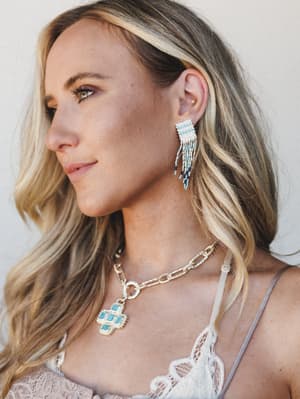 Canyon Wind Beaded Drop Earrings - Turquoise